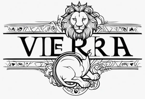 Name VEERA with lion paw marks and an alphabet Y tattoo idea