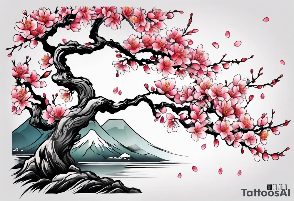 Japanese cherry tree tattoo idea