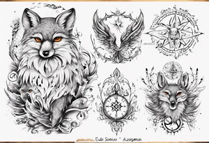 Wasser Eule Sonne Fuchs der Schriftzug : "Sapere Aude" und Sternzeichen Wasserman tattoo idea