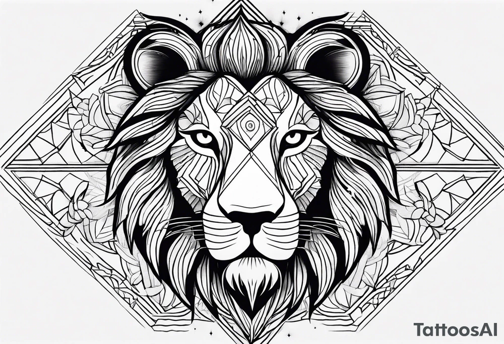 Lion sun avil eye tattoo idea