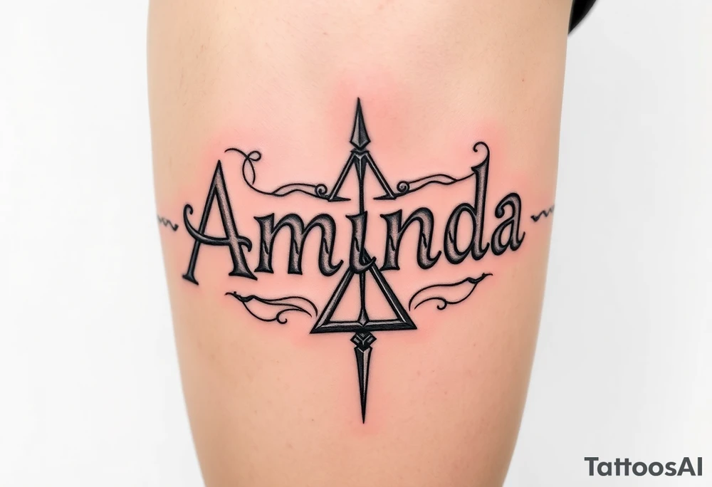 Amanda name deathly hallows and Hedrick tattoo idea