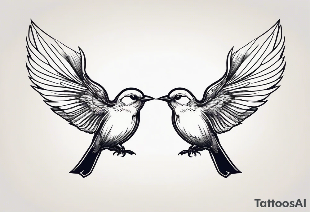 Two birds on forewarn flying towards each other tattoo idea