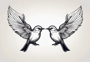 Two birds on forewarn flying towards each other tattoo idea