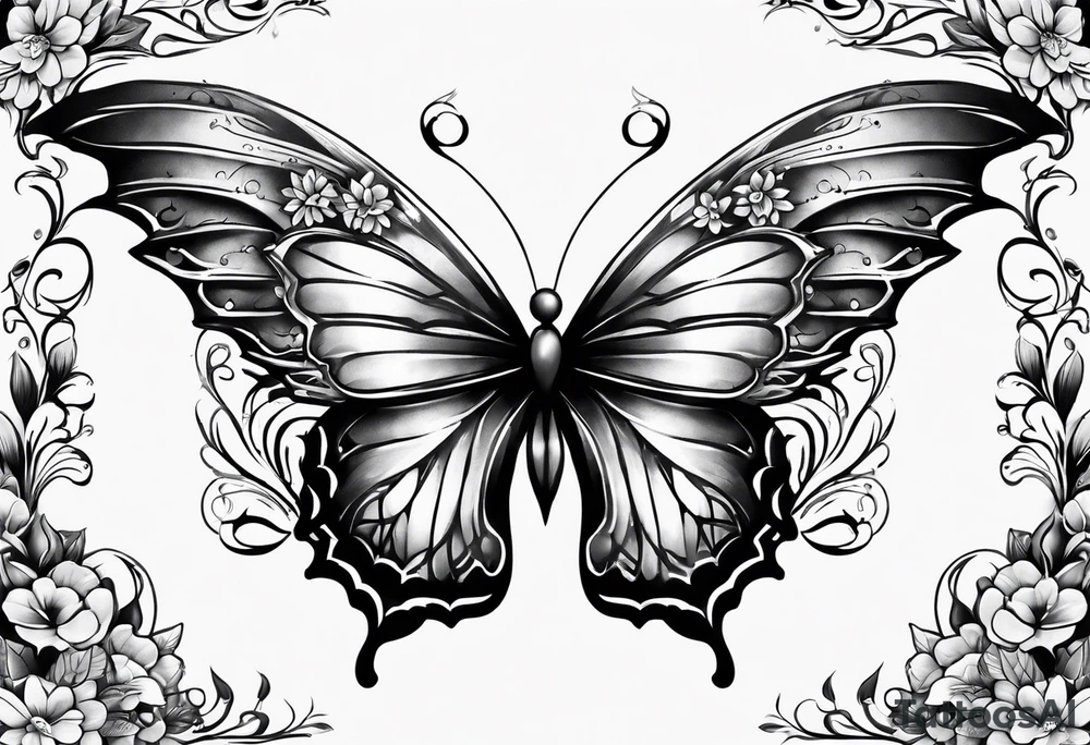 Half Butterfly half angel wings tattoo idea