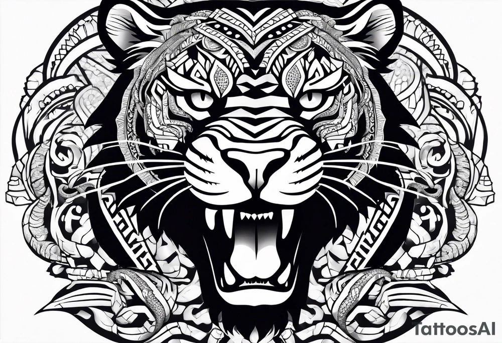 aztec black jaguar with snake tattoo idea