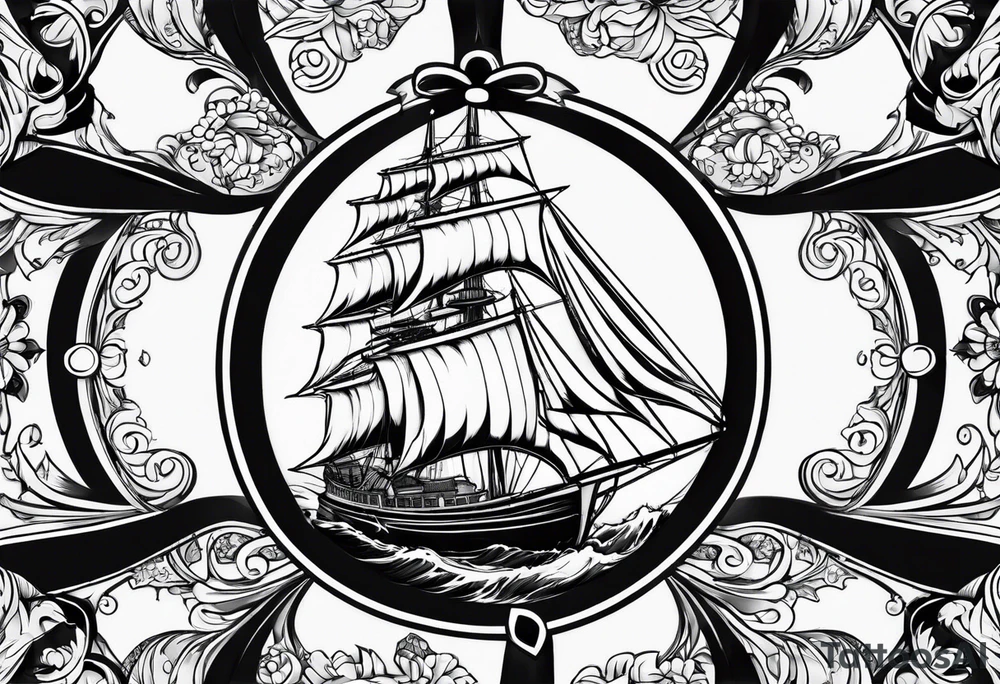 bow of a sailboat. tattoo idea