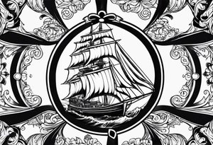 bow of a sailboat. tattoo idea