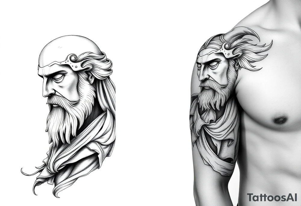 griechische mythologie, Kopflose oder gebrochene Statuen, symbole aus der Mythologie, micro realism tattoo idea