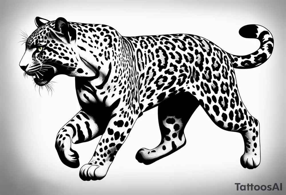 jaguar running, view from above tattoo idea