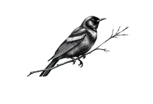 Male European Blackbird on a branch tattoo idea tattoo idea