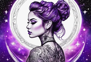 Galaxy image with bright blacklight-colored purple tattoo idea