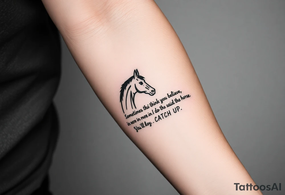 Tattoo based on the book the boy, the fox, the mole and the horse that says “sometimes i think you believe in more than I do said the boy.  You’ll catch up says the horse” tattoo idea