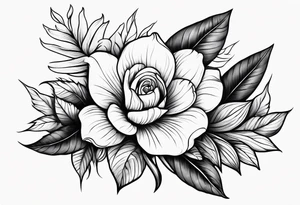 flowers on knee cap with leaves tattoo idea