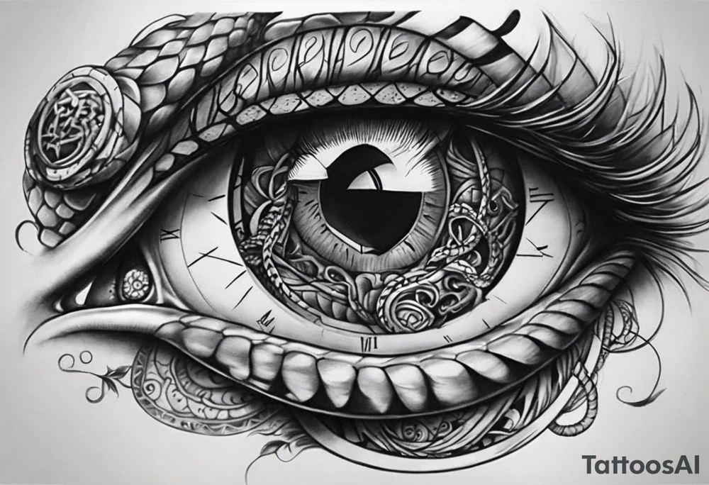 human eye wrapped around snake and pupil is a clock tattoo idea human eye wrapped around snake and pupil is a clock tattoo idea