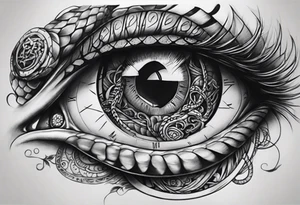 human eye wrapped around snake and pupil is a clock tattoo idea