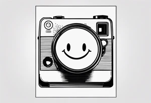 polaroid-picture silhouette with a very simple and tiny smiley in the middle tattoo idea