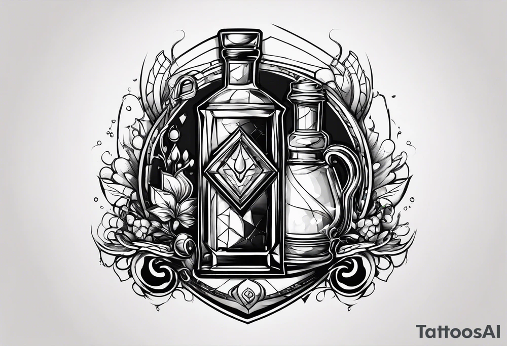 Abstract logo with leash and potions tattoo idea