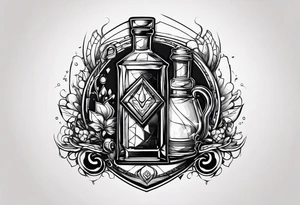 Abstract logo with leash and potions tattoo idea