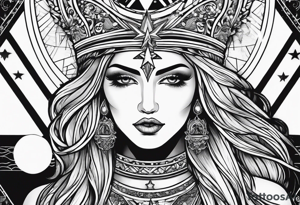 tarot card star with Aquarius feeling tattoo idea