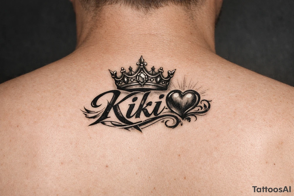 Kiki name with heart and crown tattoo idea