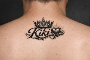 Kiki name with heart and crown tattoo idea