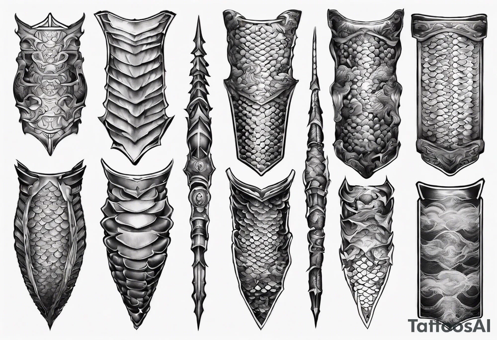 Dragonscale Leg armor symmetrical tattoo idea