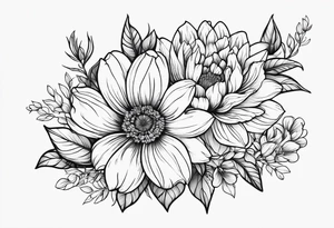 Small bunch of line work flowers tattoo idea