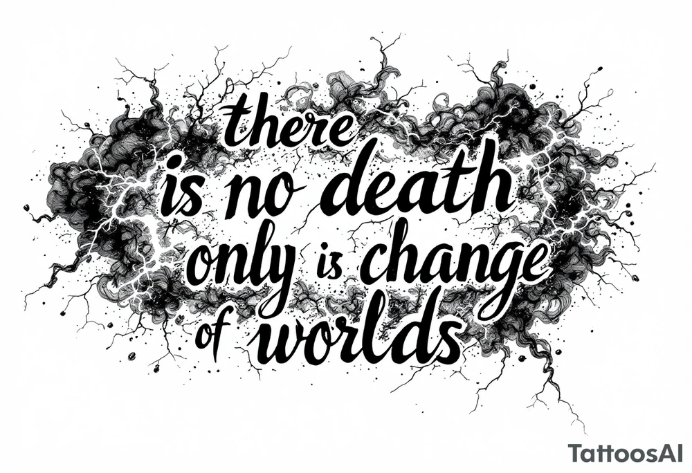 there is no death only a change of worlds with lightning and smoke  behind it tattoo idea