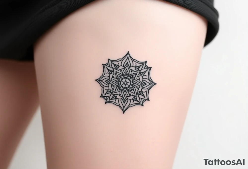 intricate mandala with sacred geometry and cosmic elements tattoo idea