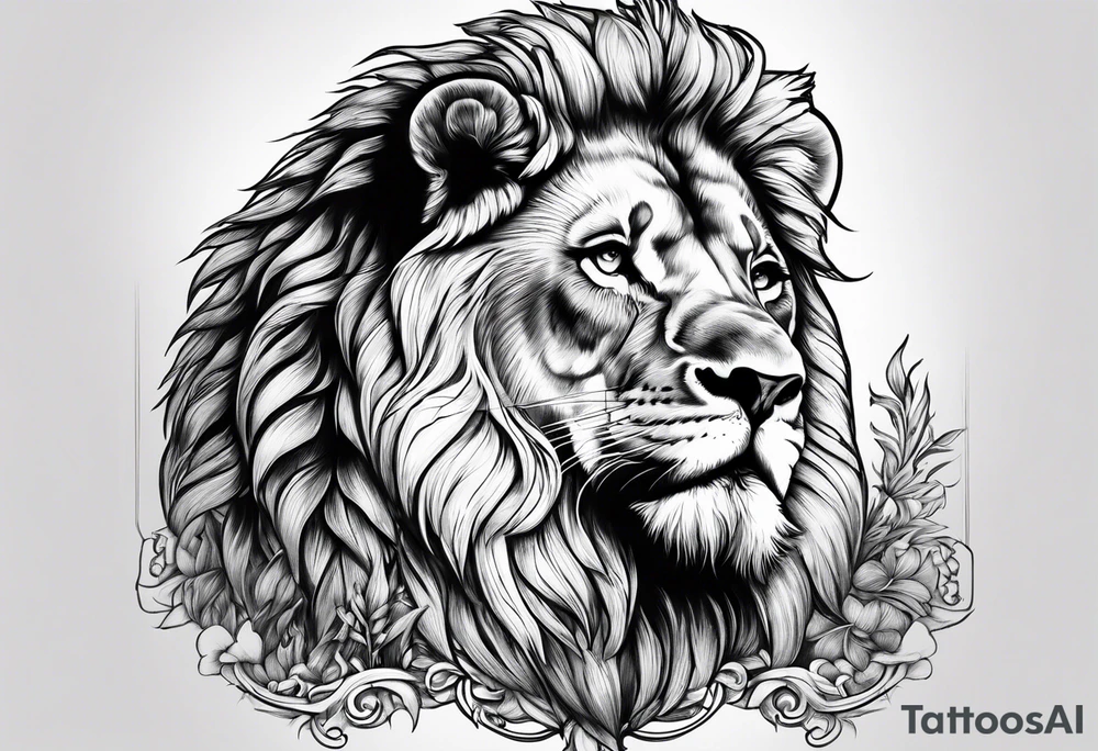 Lion, cross, praying hands, Scarlett, Faith, angels gods tattoo idea