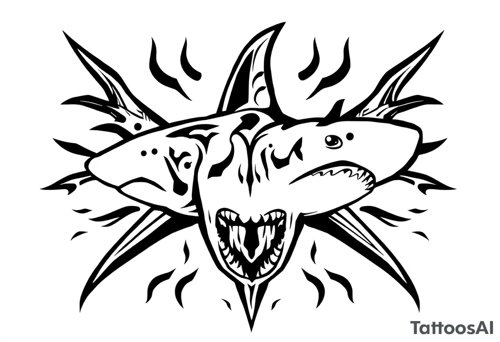 school of sharks from an above view tattoo idea