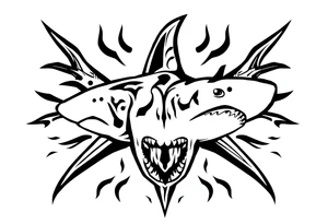 school of sharks from an above view tattoo idea