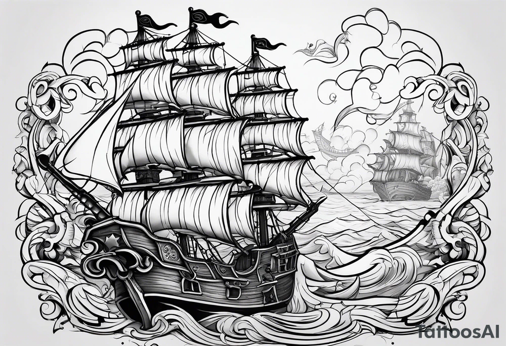 absurdity of life, pirate, breaking the rules, happiness in each of us tattoo idea