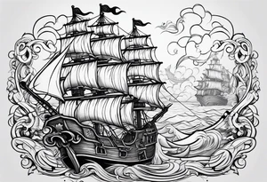 absurdity of life, pirate, breaking the rules, happiness in each of us tattoo idea