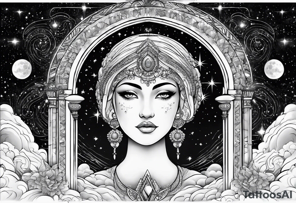 cosmic spiritual archway starry skies tattoo idea