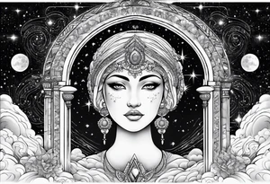 cosmic spiritual archway starry skies tattoo idea