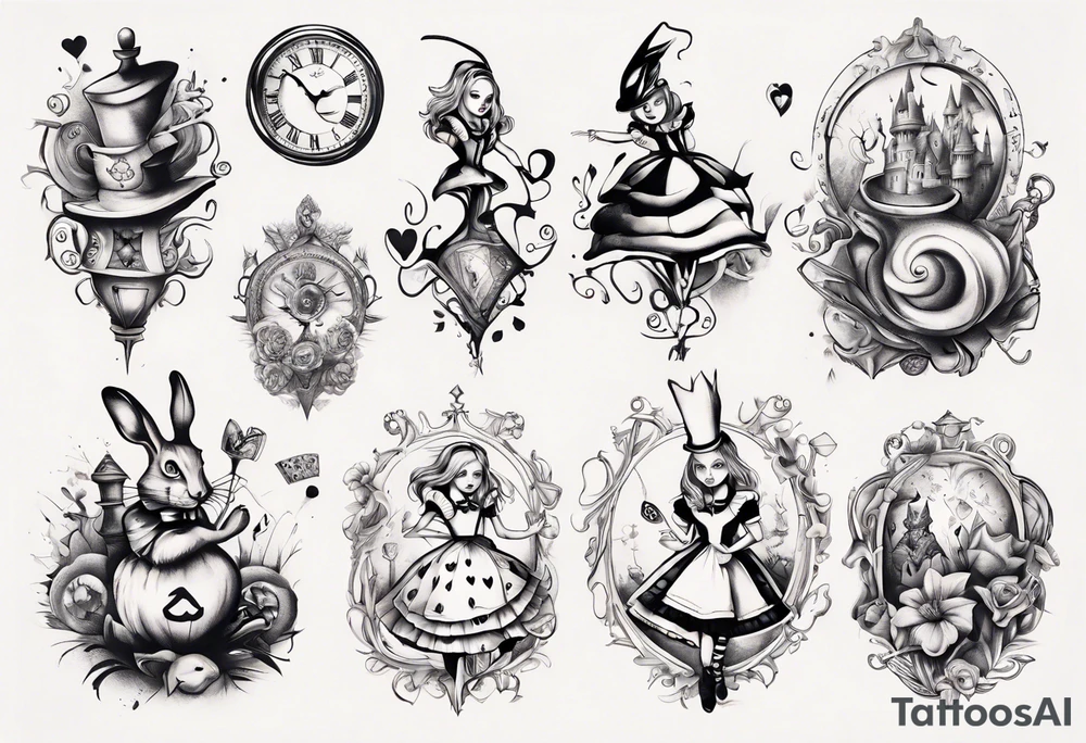 Alice in wonderland tattoo idea