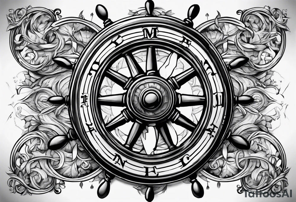 Old man turning ships wheel tattoo idea