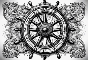 Old man turning ships wheel tattoo idea