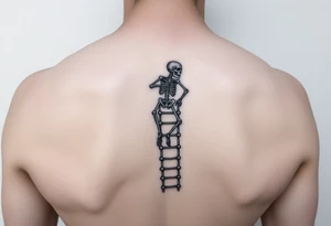 skeleton clibing up rope ladder tattoo idea