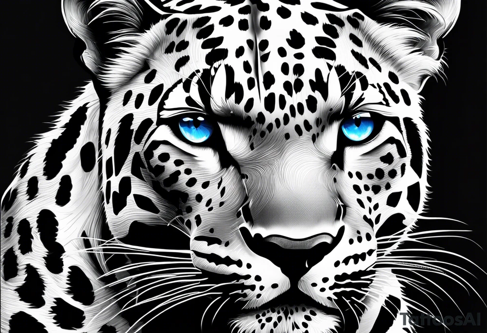 you leopard with blue eyes tattoo idea