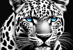 you leopard with blue eyes tattoo idea