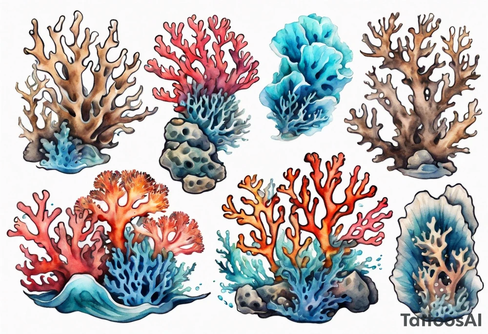 Corals revealed by a wave tattoo idea