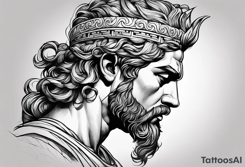 greek god side profile tattoo idea