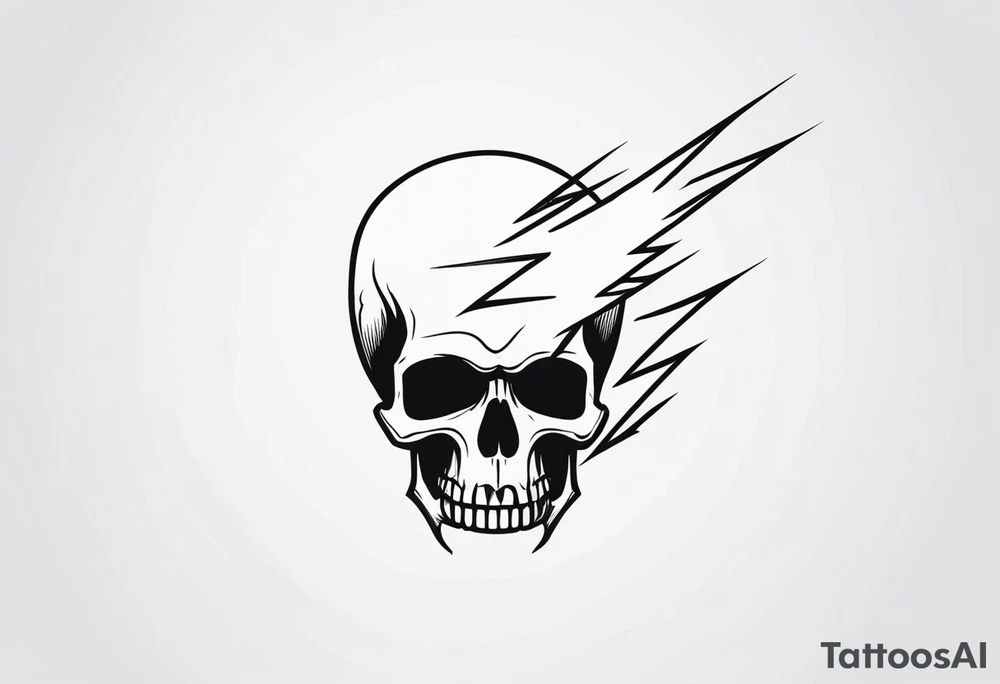 A skull with a lightning bolt striking through it tattoo idea A skull with a lightning bolt striking through it tattoo idea