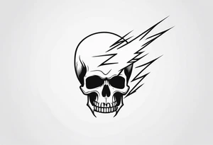 A skull with a lightning bolt striking through it tattoo idea