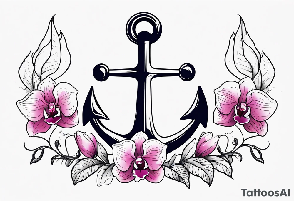 An anchor and orchids tattoo idea