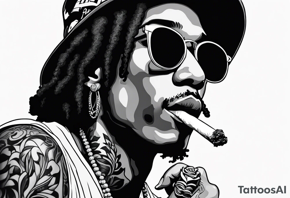 Wiz Khalifa smoking a joint tattoo idea