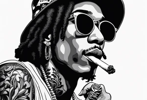 Wiz Khalifa smoking a joint tattoo idea