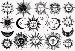 Sun star and moon tattoo idea